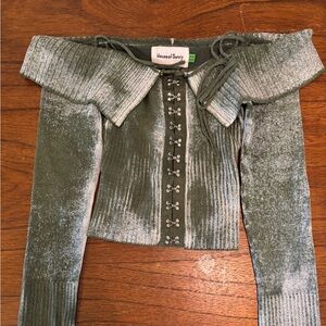 House of Sunny Green Ribbed Top